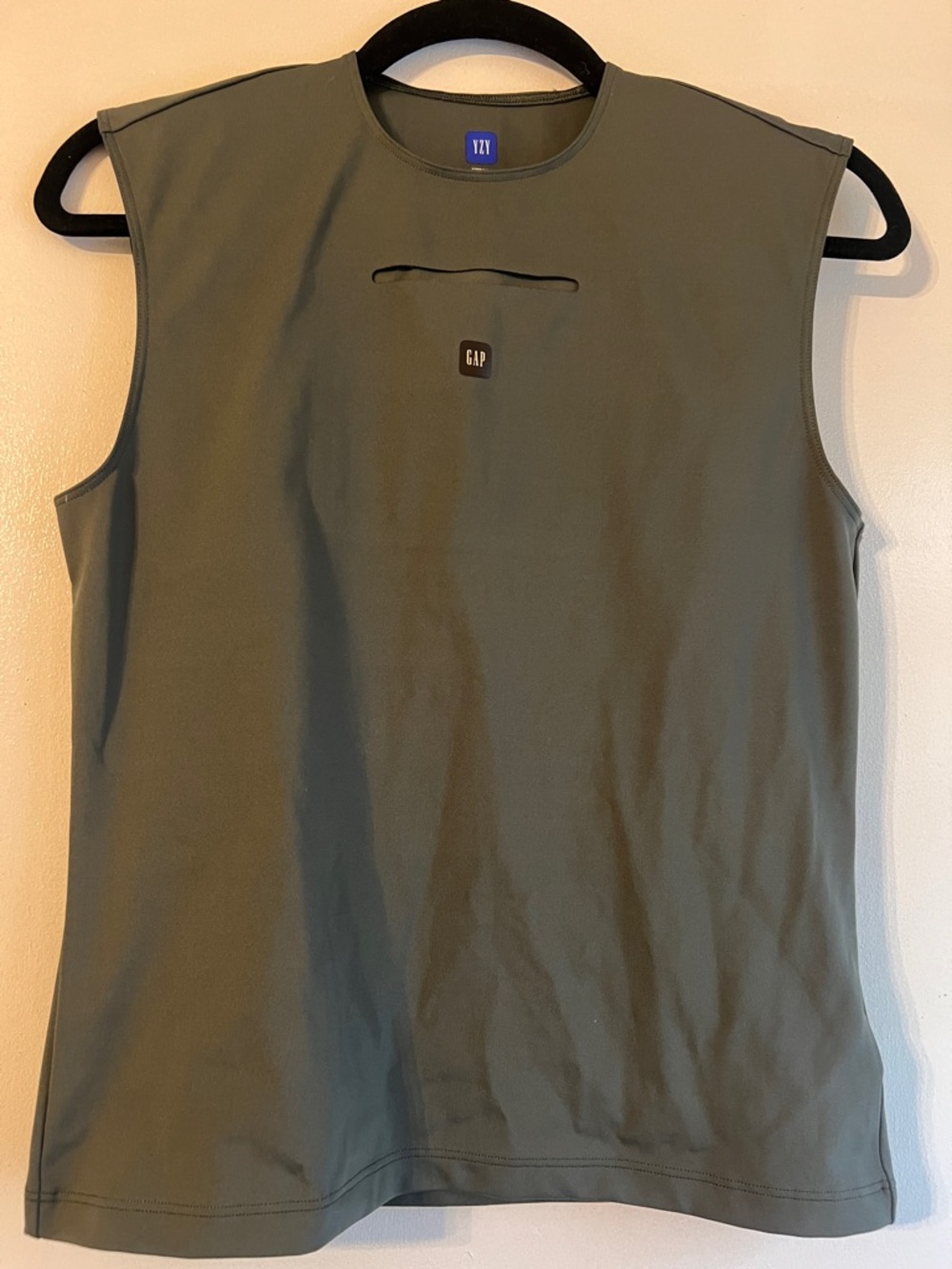 GAP YZY Olive Sleeveless Crew Tank with Subtle Logo